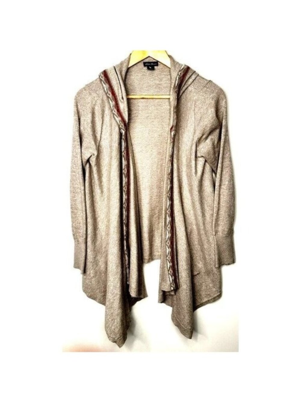 Eddie Bauer Womens Cardigan Sweater Wrap Hooded Dress Up Dress Down Gray Size M
